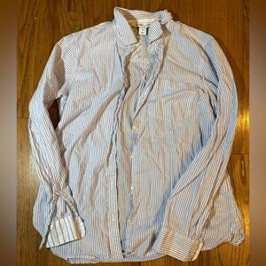 Old Navy Blue and White Striped Casual classic cotton button down Shirt - size M